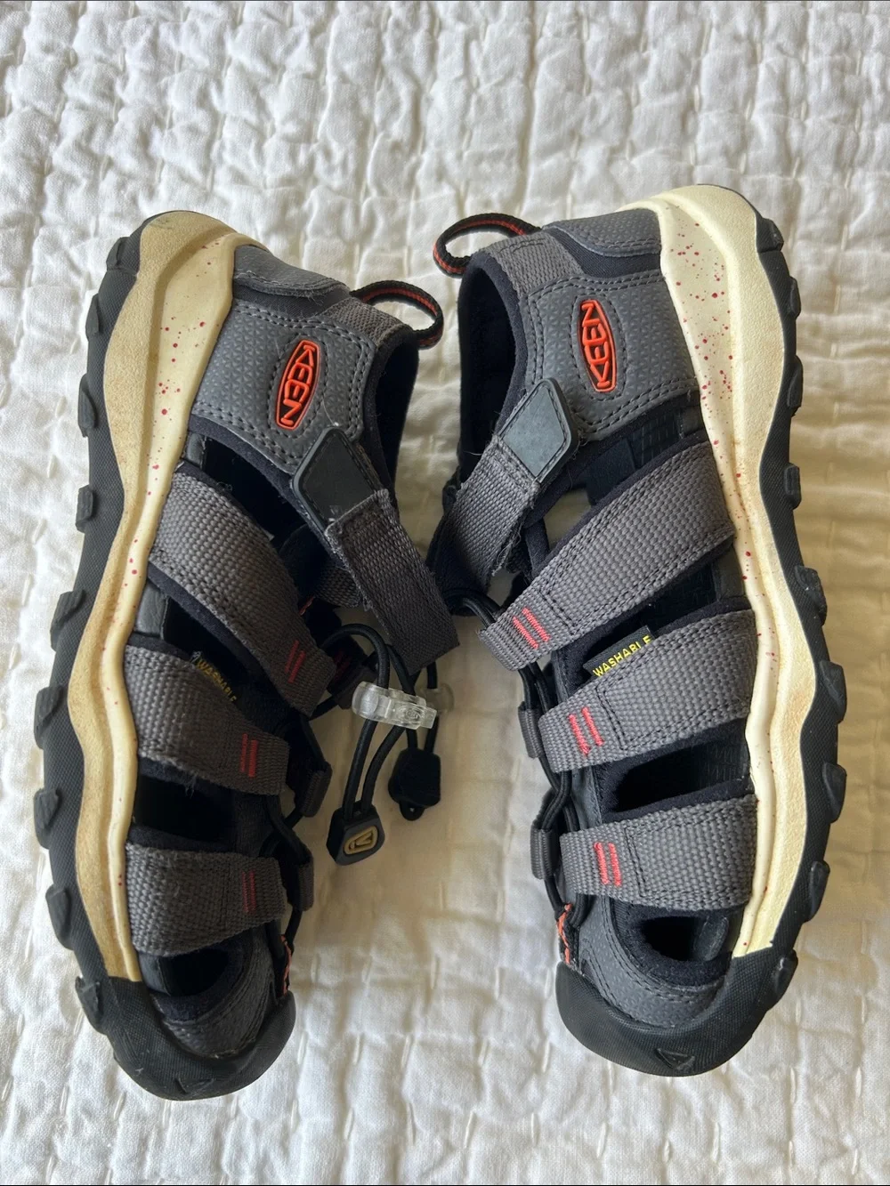 Keen Boys Grey Closed-Toe Strappy Sandals with orange Accents